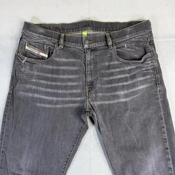 Diesel D-Strukt Jeans Mens 38x32 Gray Slim Medium Wash Faded Stretch Taper Denim